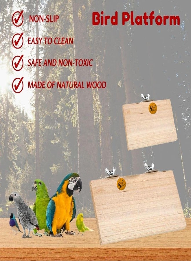 سايج سكوير منصة خشبية مربعة الشكل من خشب طبيعي، طقم من قطعتين (6 × 4.5 و 9 × 4.5 بوصة)، حامل مستطيل الشكل، ملحقات قفص، صالة ألعاب، لعبة مسلية، مناسبة للطيور والببغاوات والبادجي. - Image 5